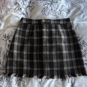Sage Black and White Plaid Mini Skirt